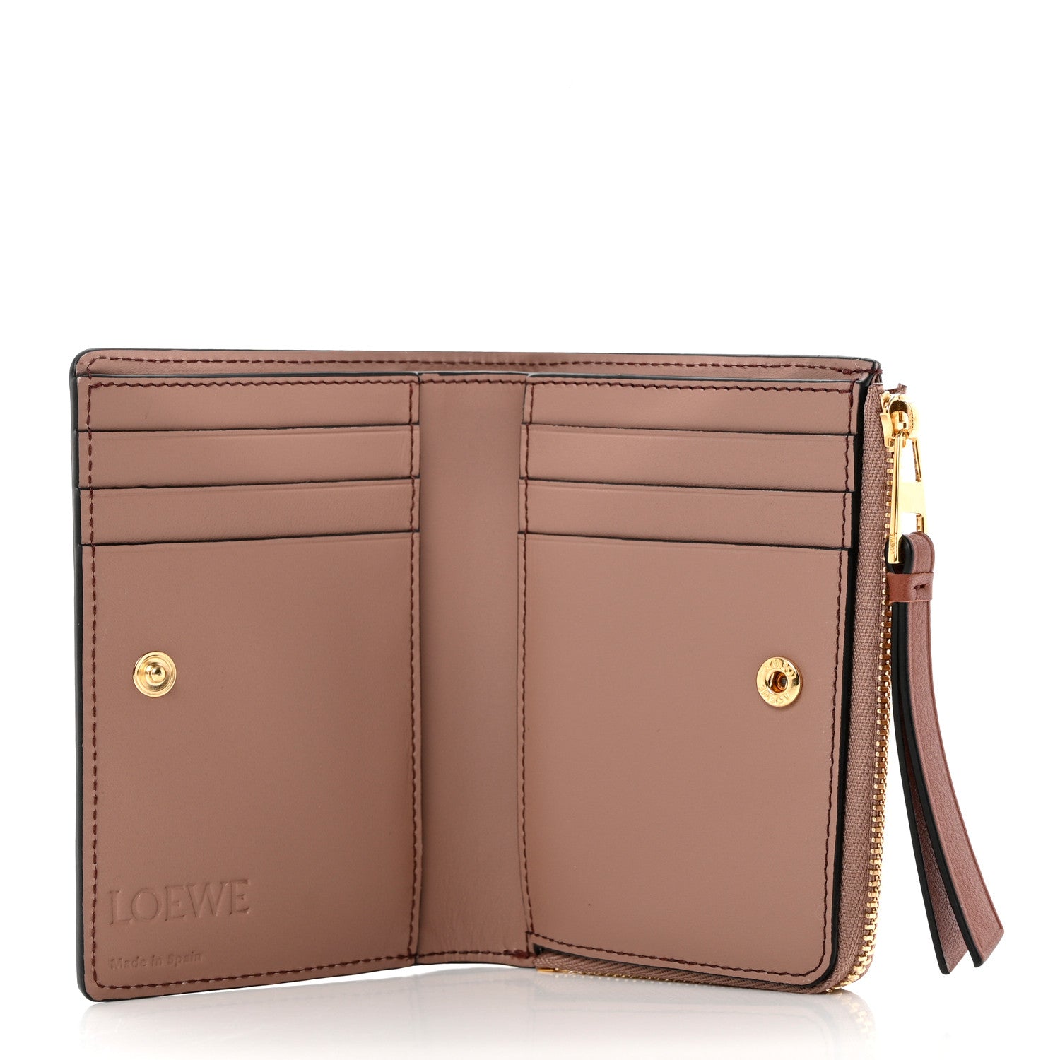 Loewe Calfskin Puzzle Zip Bi-Fold Wallet Dark Blush Dark Rust 5 of 7