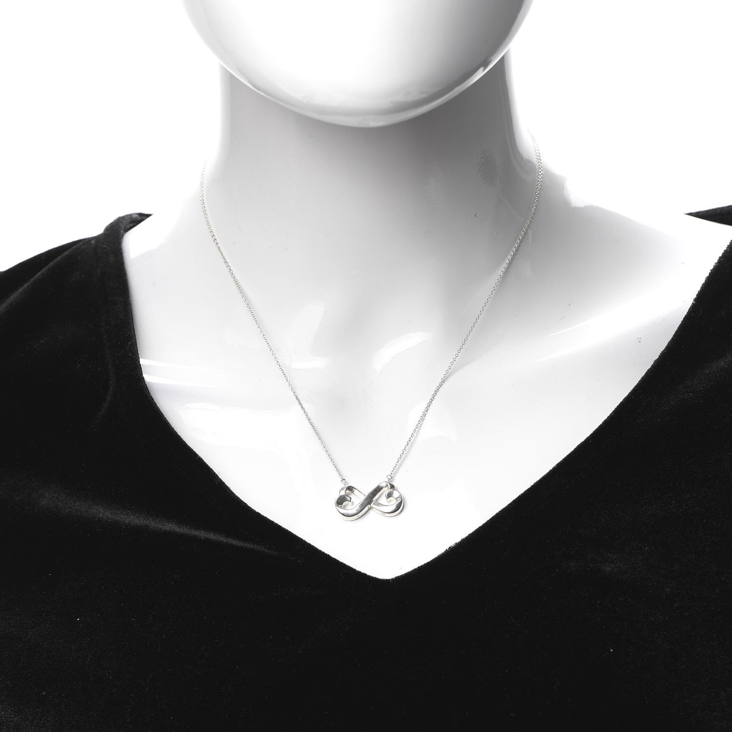 Tiffany Sterling Silver Paloma Picasso Double Loving Heart Pendant Necklace 2 of 5