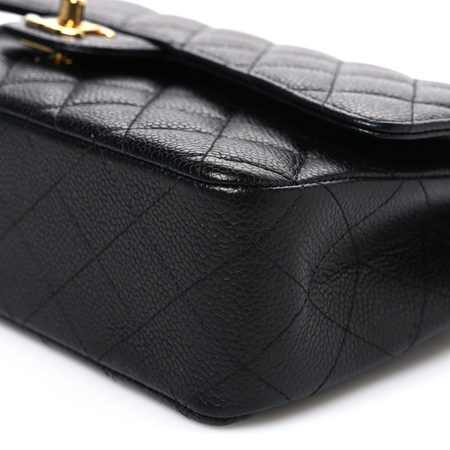 Caviar Quilted Medium Double Flap Black
