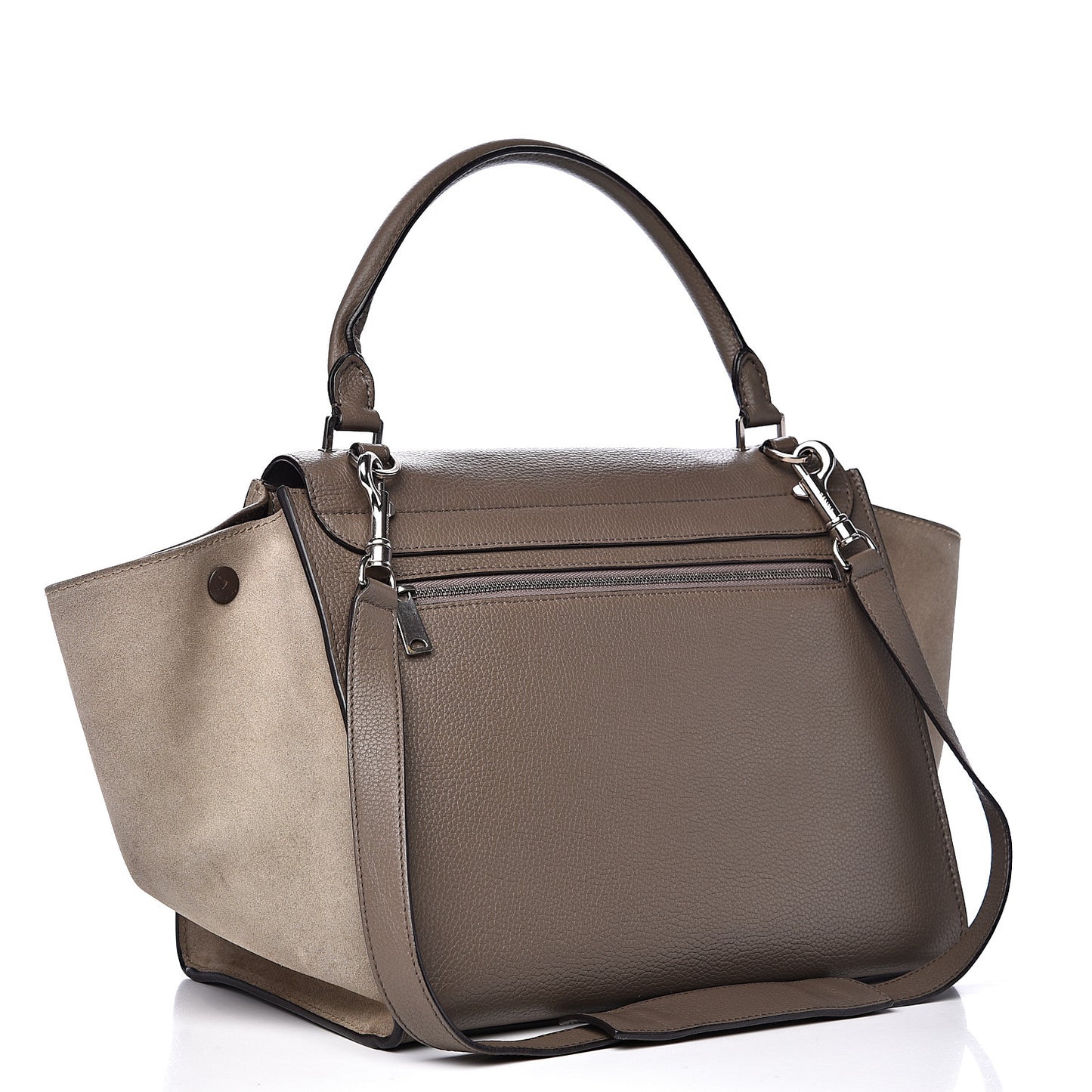 Drummed Calfskin Suede Medium Trapeze Souris
