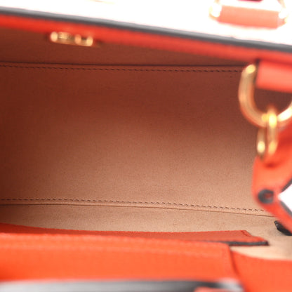 Gucci Textured Dollar Calfskin Web Mini Diana Tote Bag Deep Orange Spicy Cyclamin 4 of 9