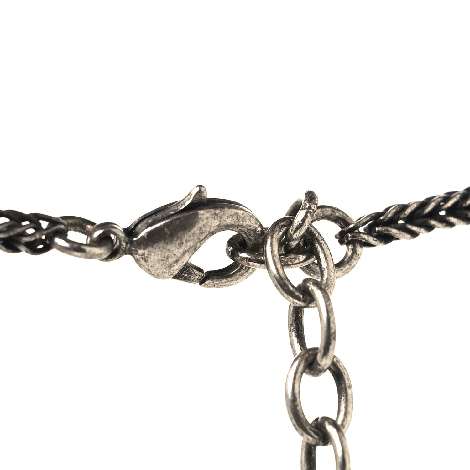 Saint Laurent Metal Monogram Long Necklace Oxidized Silver 4 of 5
