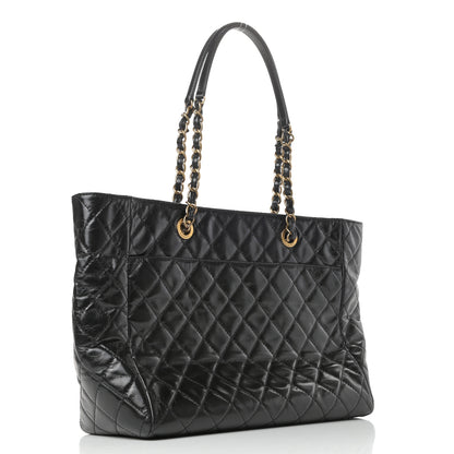 Chanel Glazed Calfskin Quilted Large Front Pocket Tote Black 3 of 10