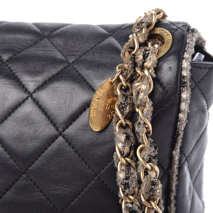 Chanel Lambskin Tweed Quilted Tweedy Flap Shoulder Bag Black 10 of 11