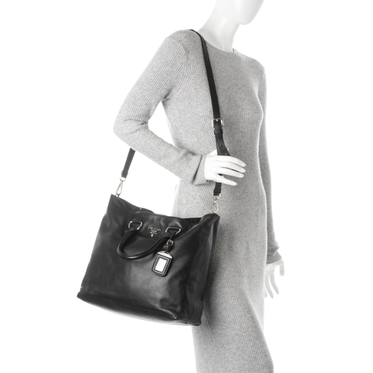 Prada Soft Calf Shopping Tote Nero Black 2 of 8