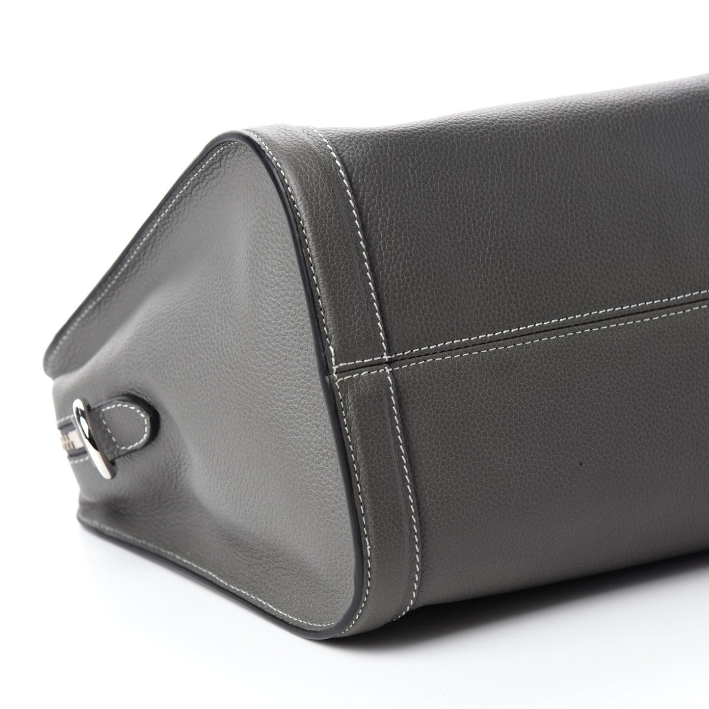 Pebbled Calfskin Small Skull Padlock Zip Around Tote Dark Grey
