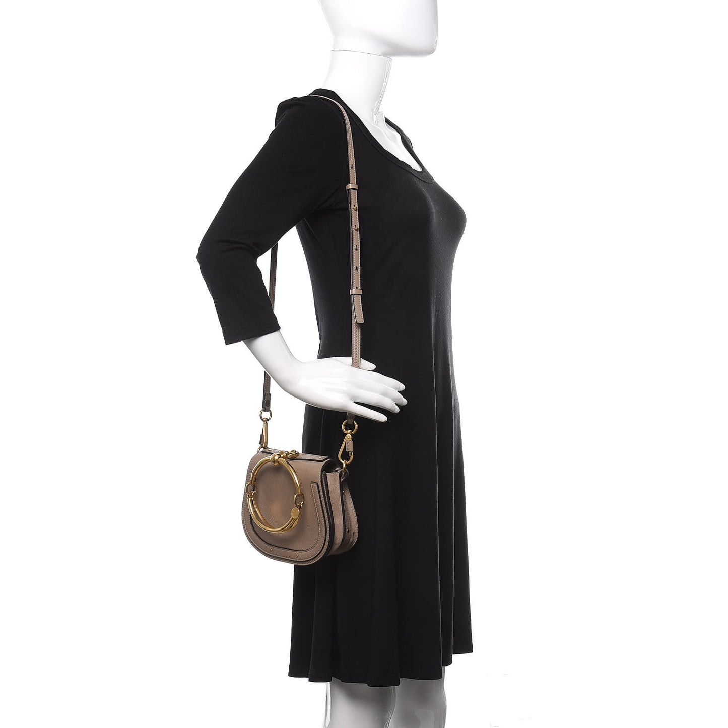 Calfskin Suede Small Nile Bracelet Bag Motty Grey