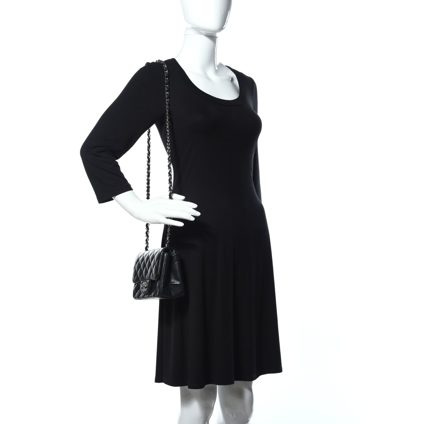 Lambskin Quilted Mini Square Flap Black