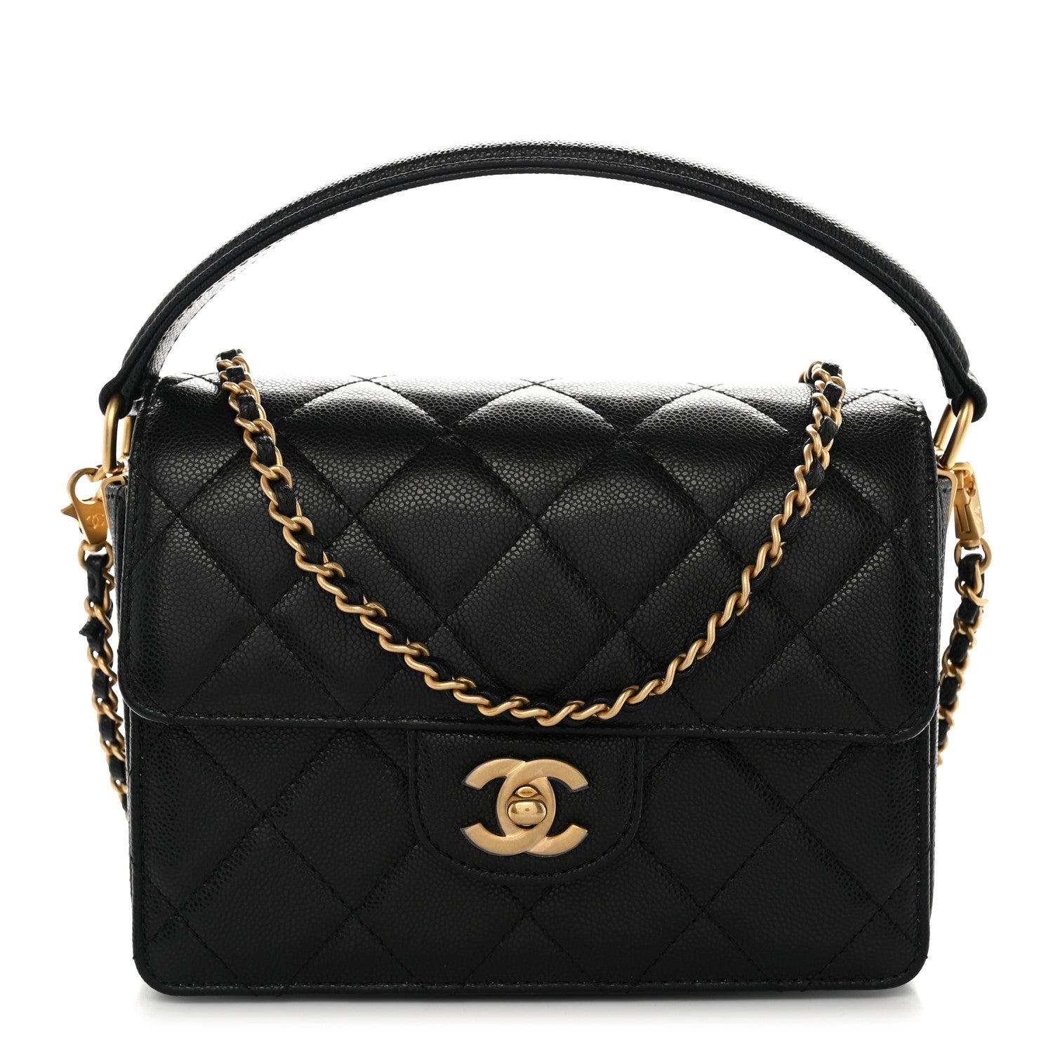 Chanel Shiny Caviar Quilted Mini Top Handle Flap Black 1 of 11