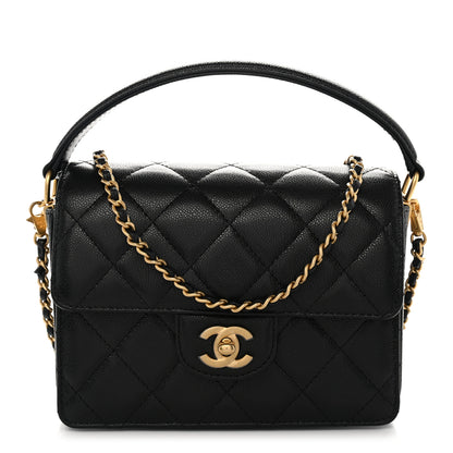 Chanel Shiny Caviar Quilted Mini Top Handle Flap Black 1 of 11