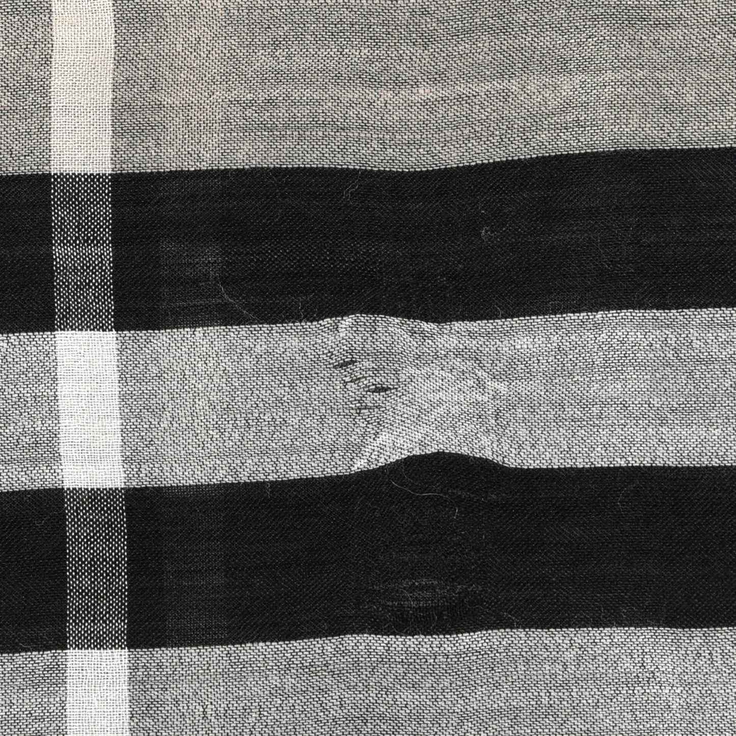 Silk Wool Giant Check Scarf Grey