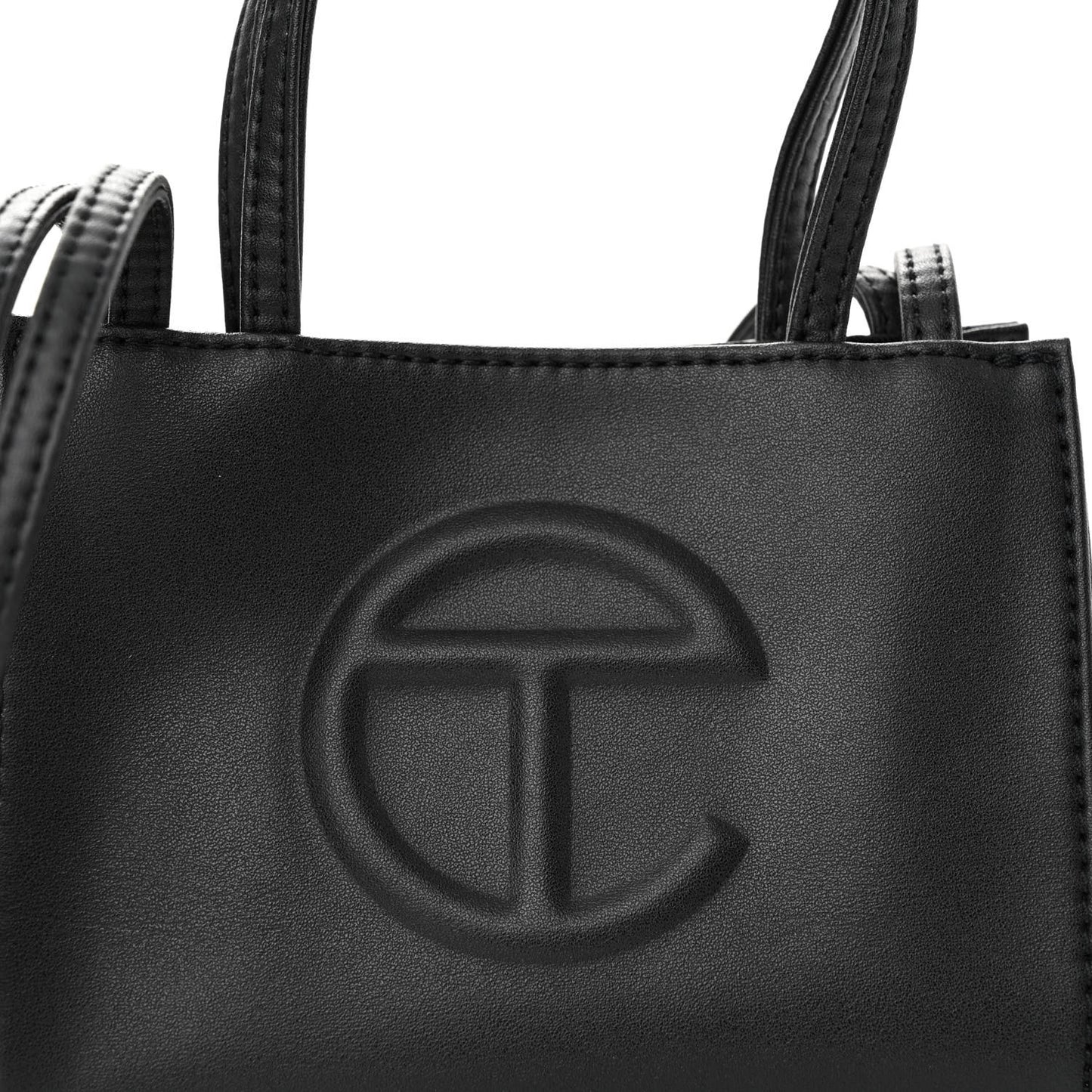 Vegan Leather Small Shopping Bag Black