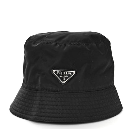 Prada Re-Nylon Metal Triangle Logo Womens Bucket Hat M Black 2 of 5