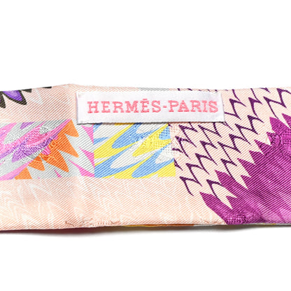 Hermes Silk All Over Marble Silk Twilly Rose Multicolor Ocre 3 of 4
