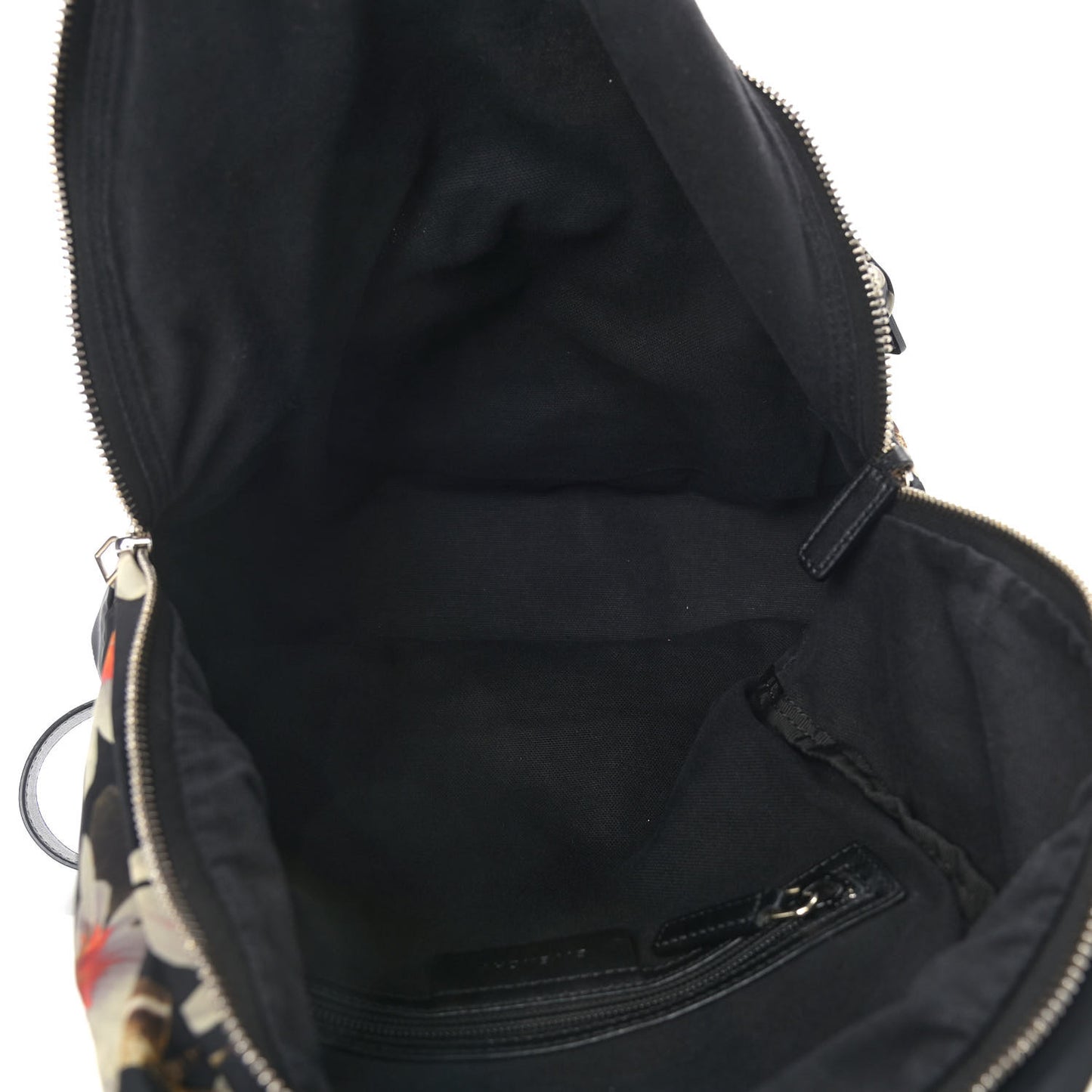 Nylon Calfskin Magnolia and Moth Print Backpack Black