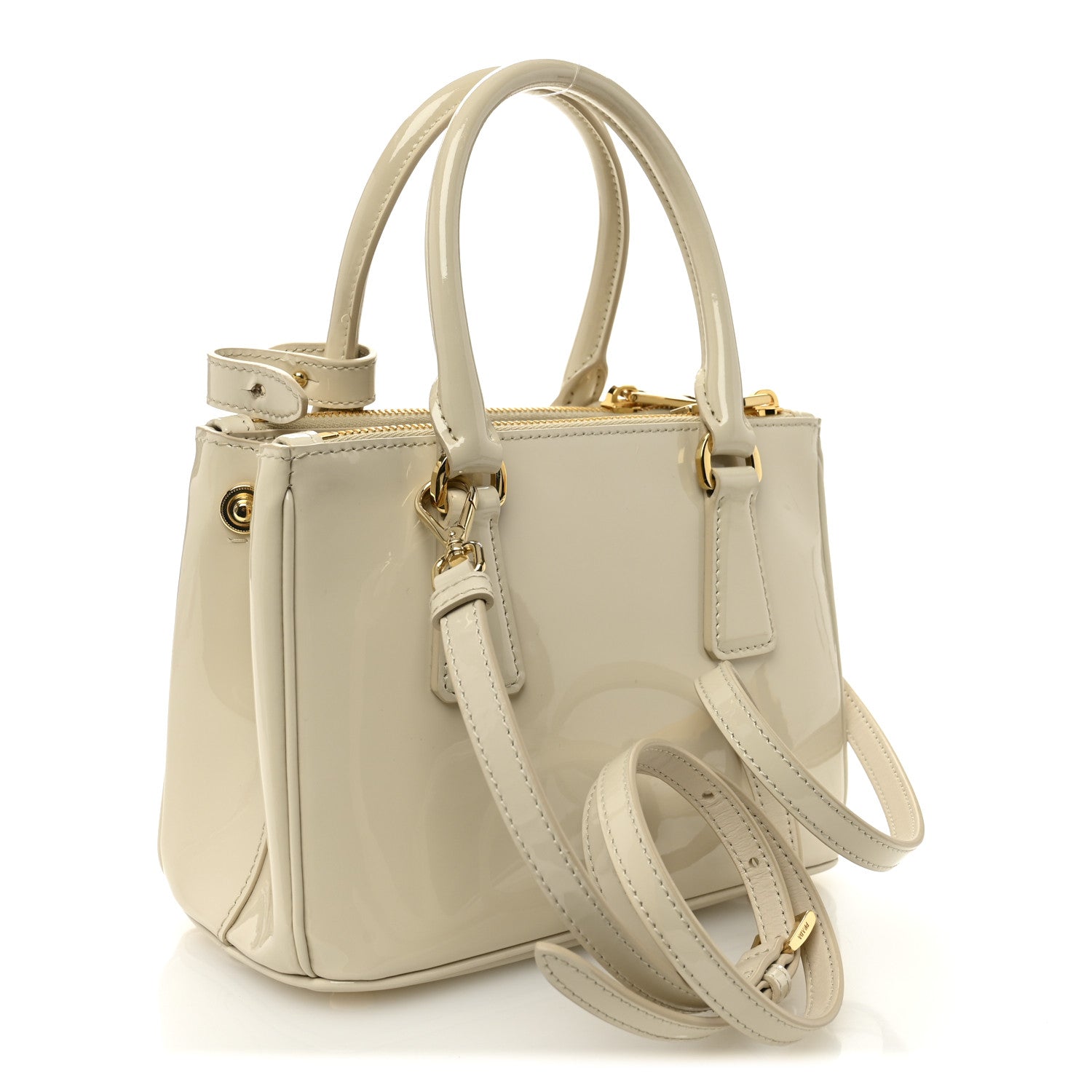 Prada Vernice Mini Galleria Double Zip Tote Avorio 3 of 10