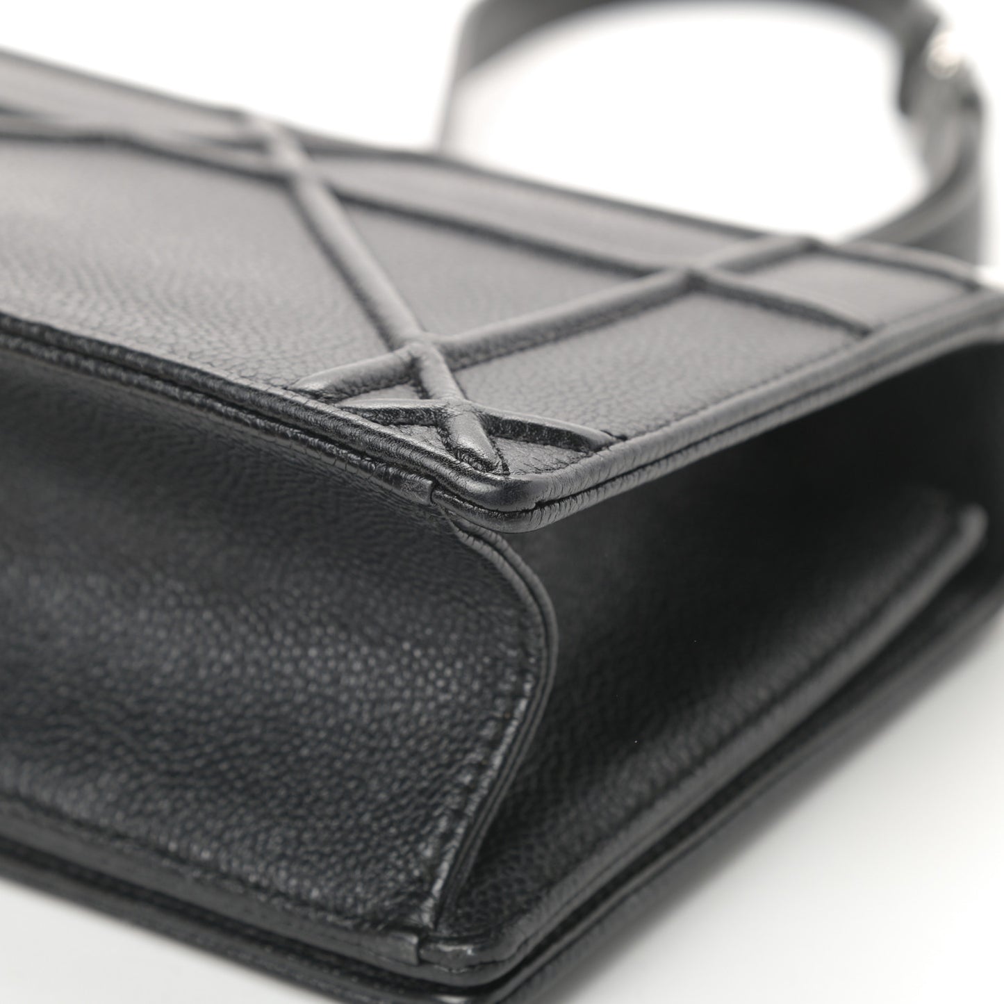 Grained Calfskin Small Diorama Flap Bag Black