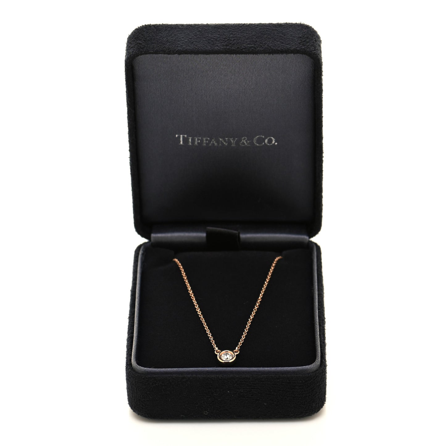 18K Rose Gold Diamond .17ct Elsa Peretti Diamonds by the Yard Pendant Necklace