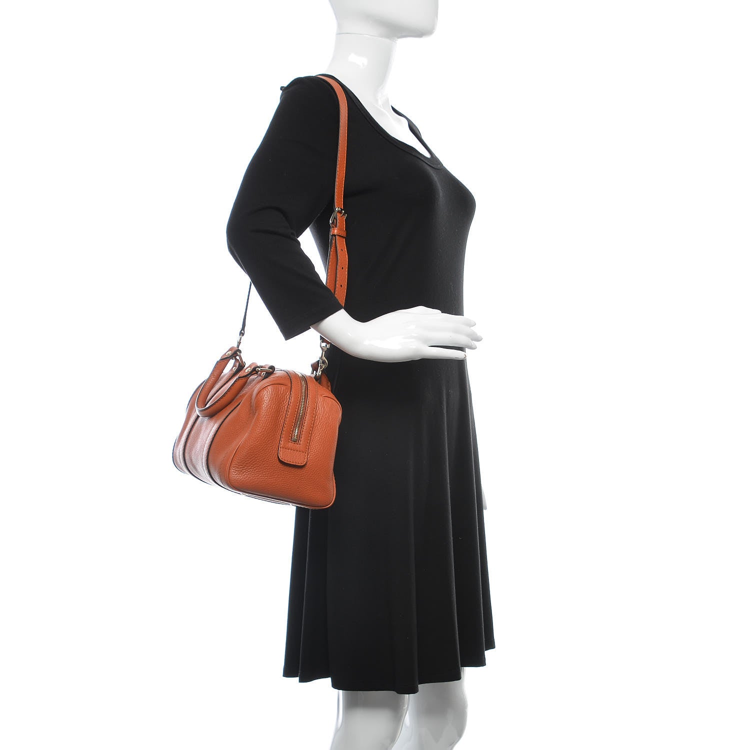 Gucci Pebbled Calfskin Small Boston Orange 2 of 17