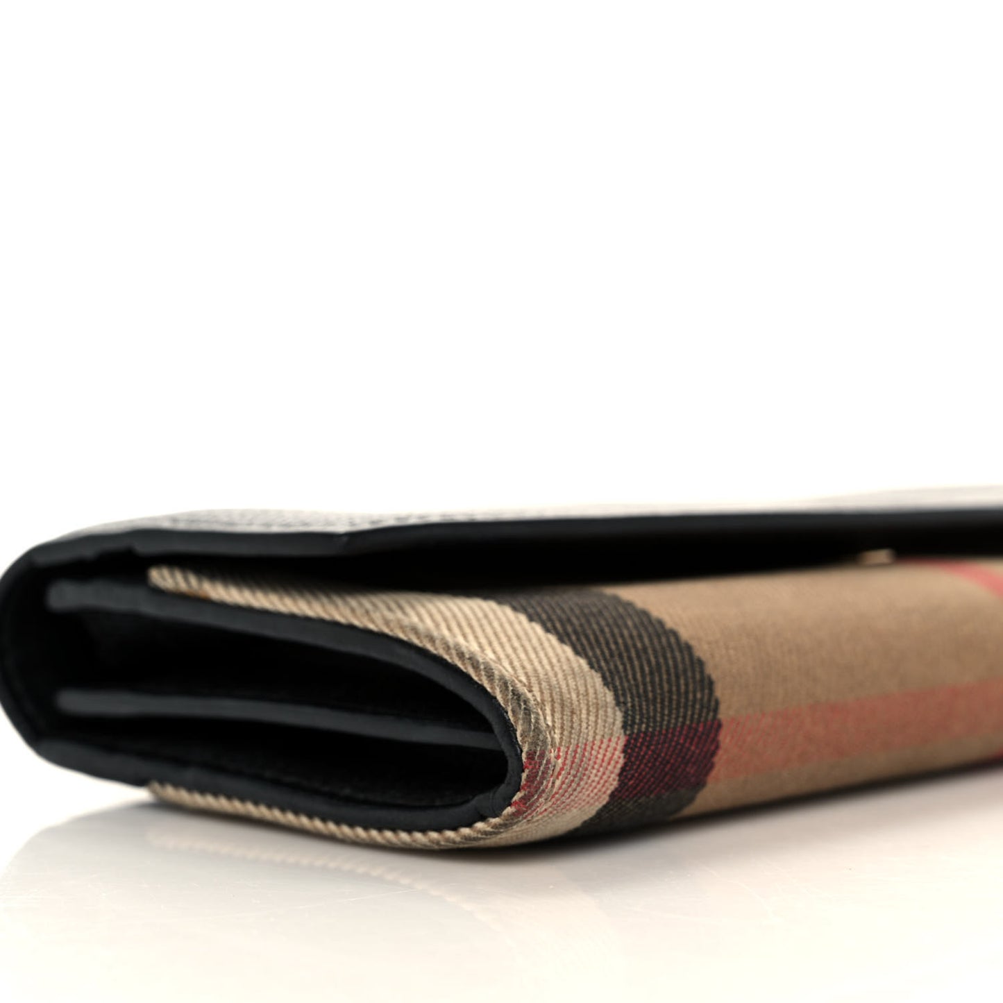 Grainy Calfskin House Check Continental Wallet Black