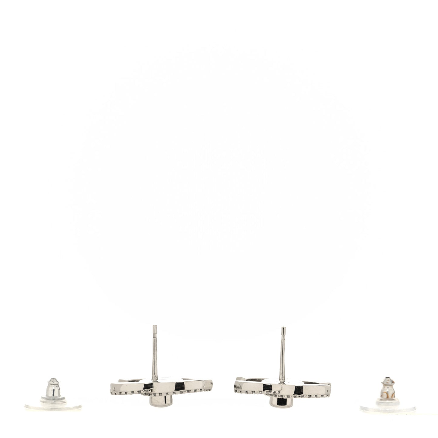 Crystal CC Turnlock Earrings Silver