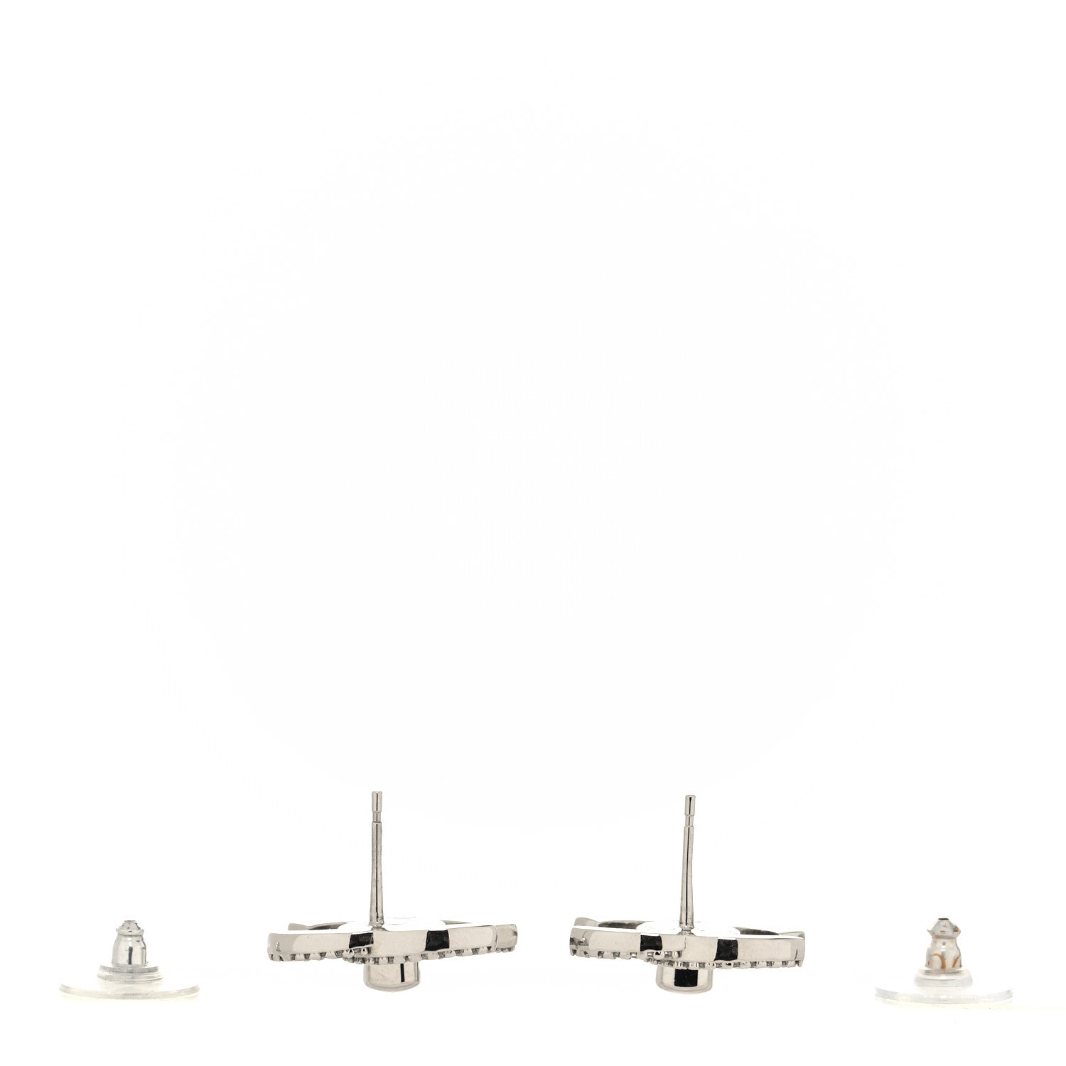 Chanel Crystal CC Turnlock Earrings Silver 3 of 4