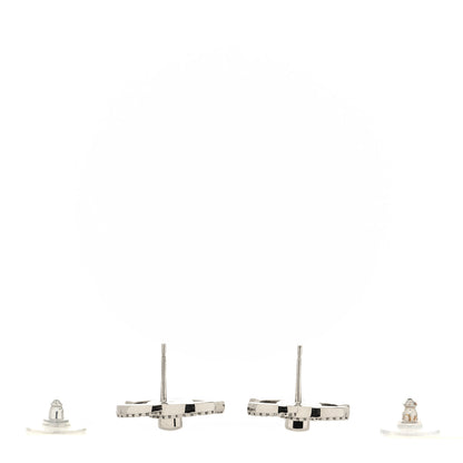 Chanel Crystal CC Turnlock Earrings Silver 3 of 4