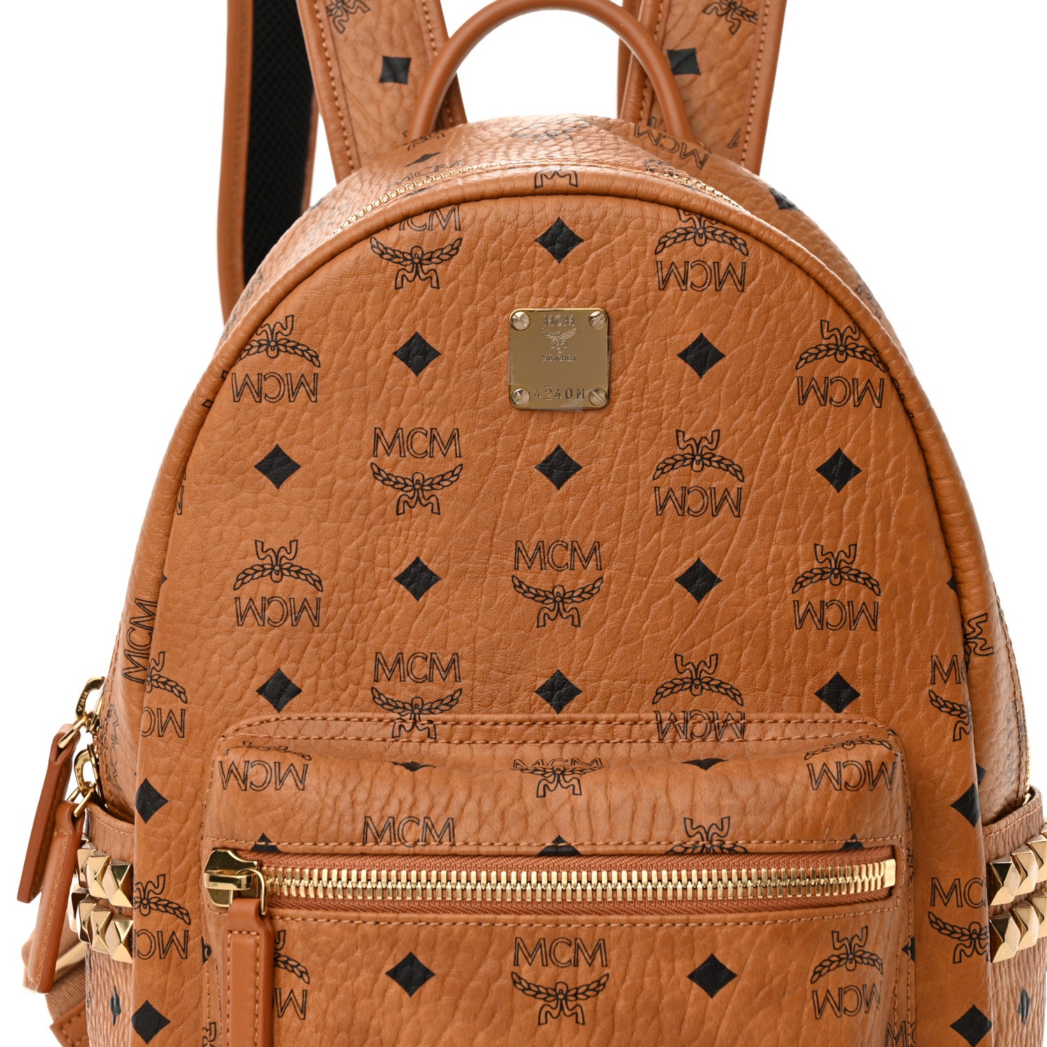 MCM Visetos Small Side Stud Stark Backpack Cognac 7 of 9