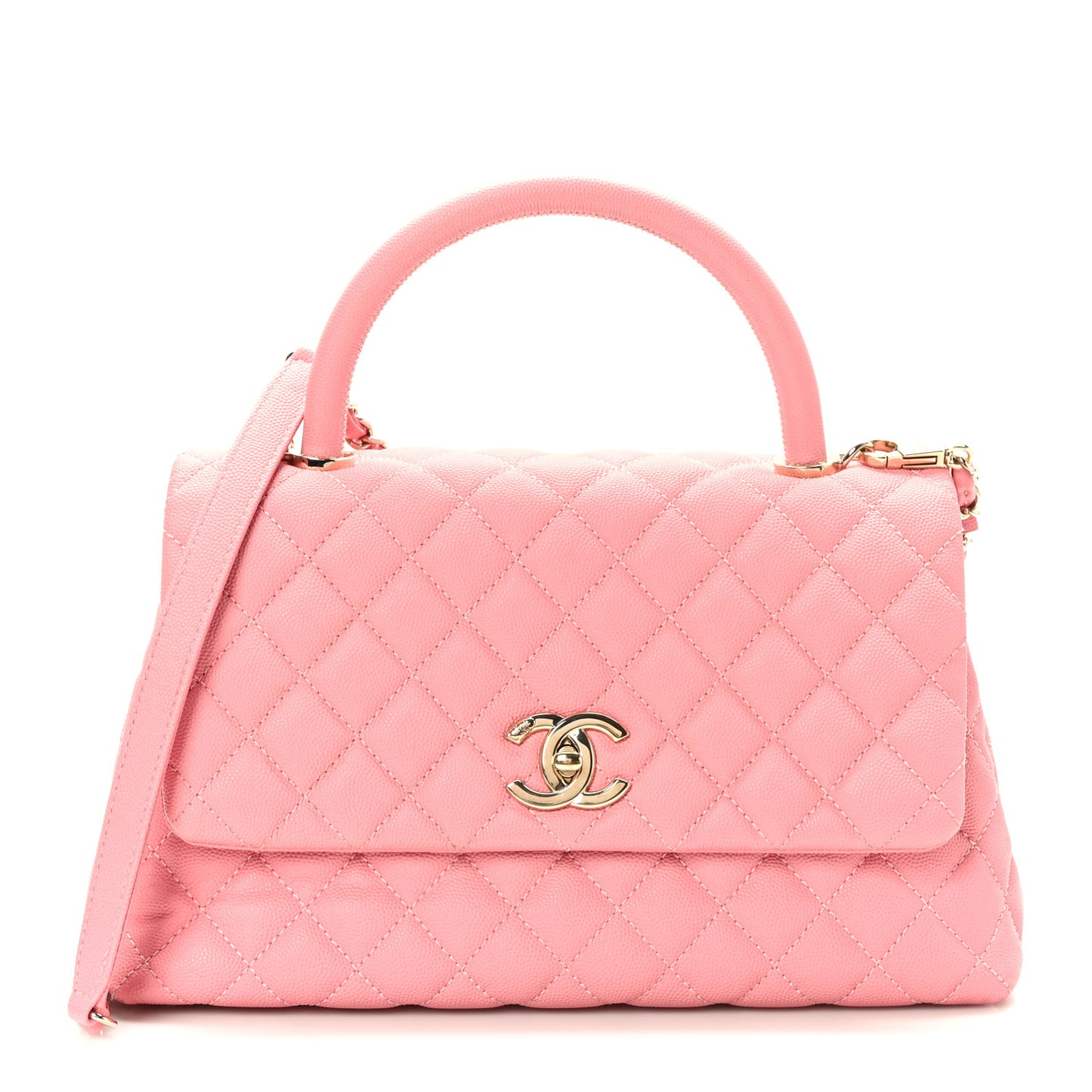 Caviar Quilted Small Coco Handle Flap Pink
