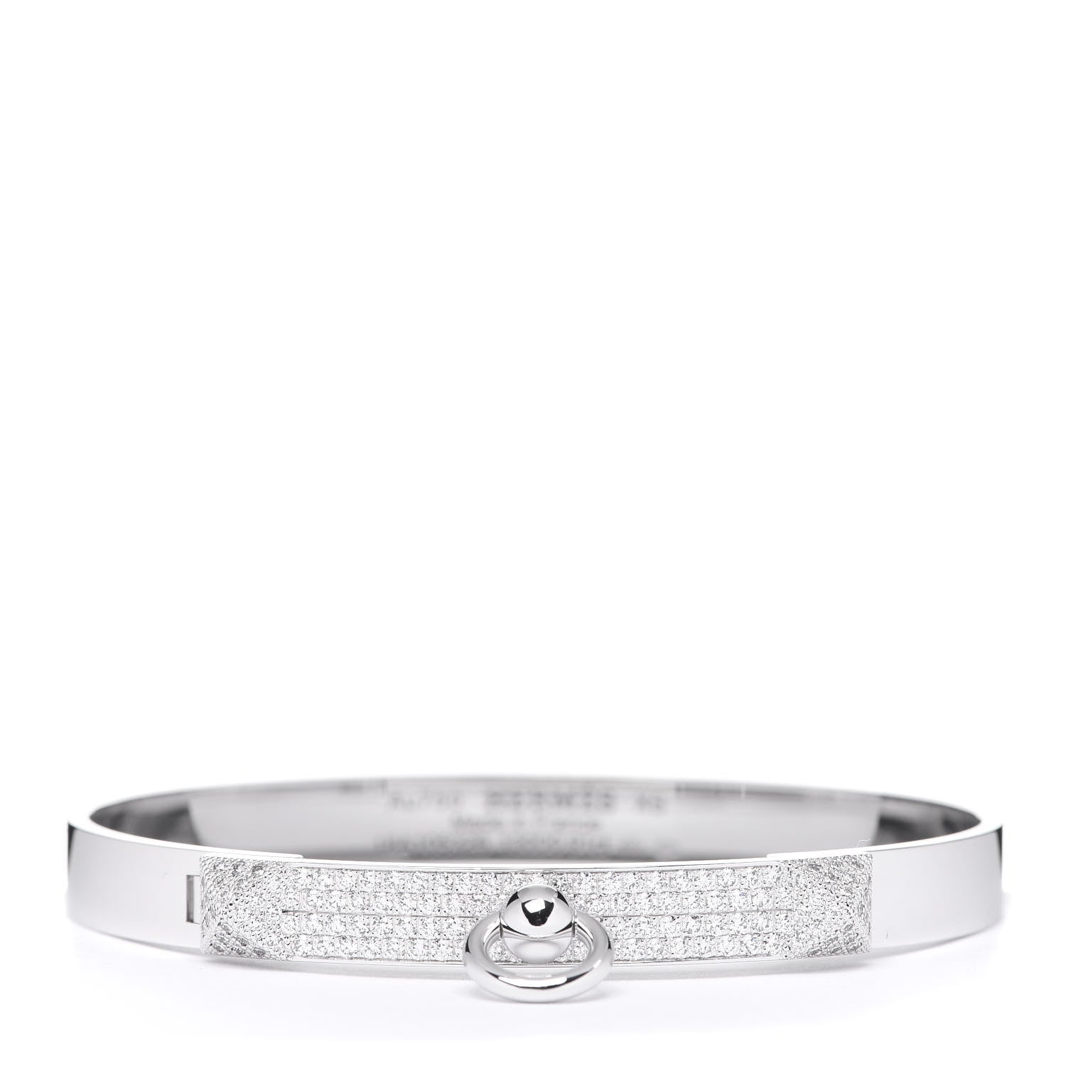 Hermes 18K White Gold Pave Diamond PM Collier De Chien Bracelet XS 1 of 5