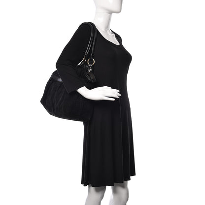 Fendi Suede Vitello Zucca Embossed Large Chef Shopper Tote Black 2 of 13