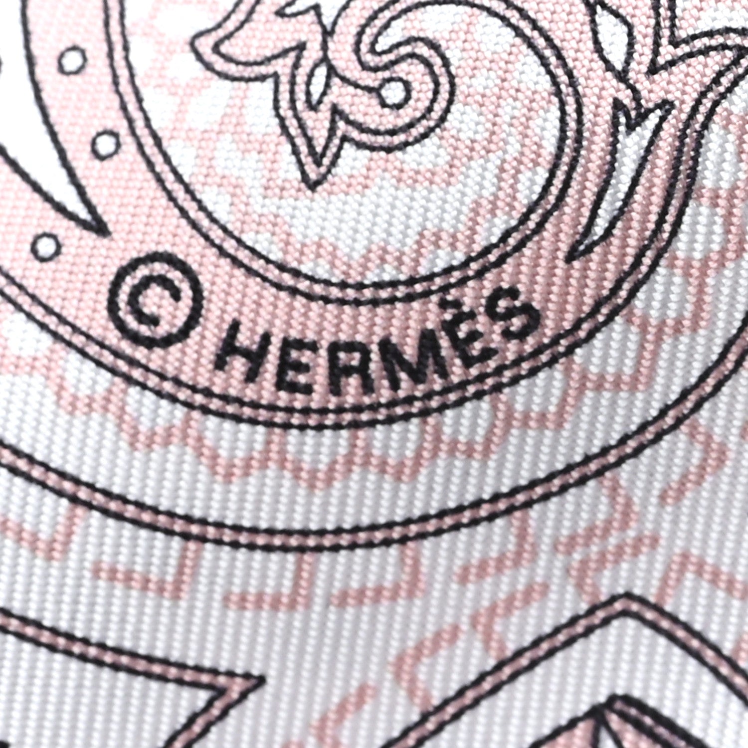 Hermes Silk Cheval De Coeur Bandana Twilly Black White Vieux Rose 4 of 4