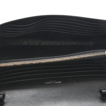 Saint Laurent Calfskin Crocodile Embossed Monogram Chain Wallet Black 9 of 18