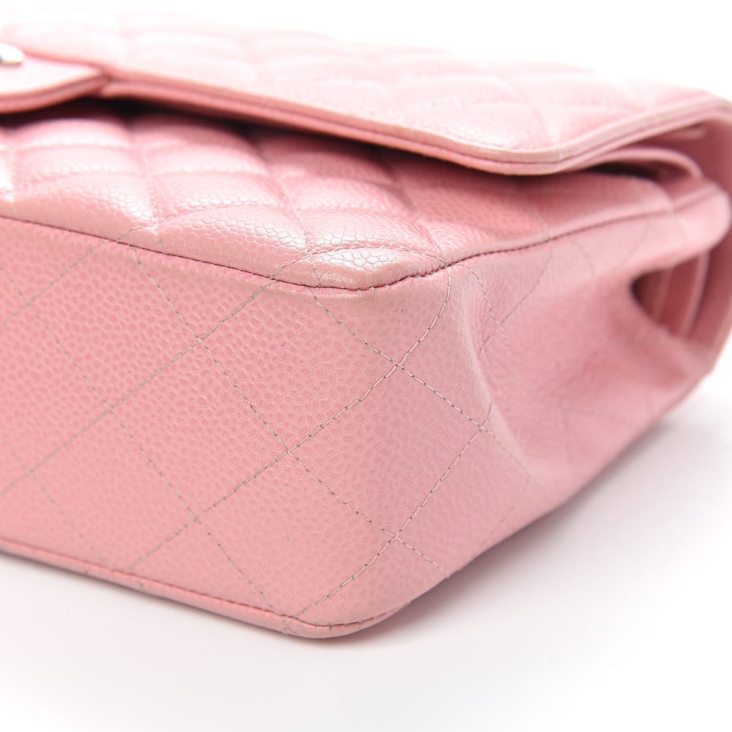 Caviar Quilted Medium Double Flap Pink