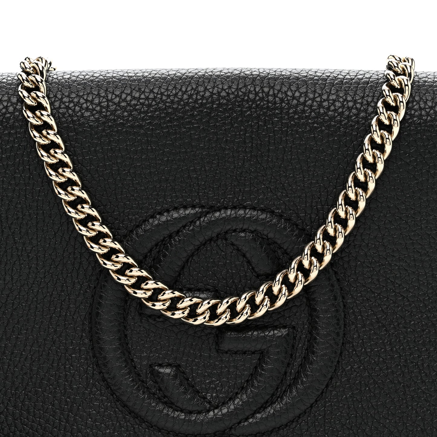 Pebbled Calfskin Medium Soho Flap Crossbody Black