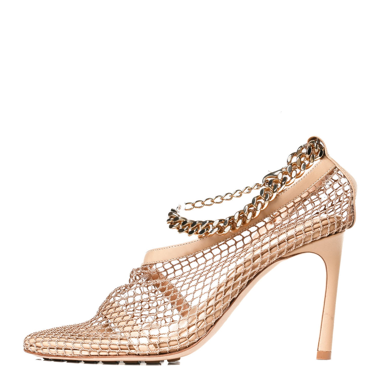 Bottega Veneta Mesh Nappa Chunky Chain Sandals 36 Beige Pony 1 of 8