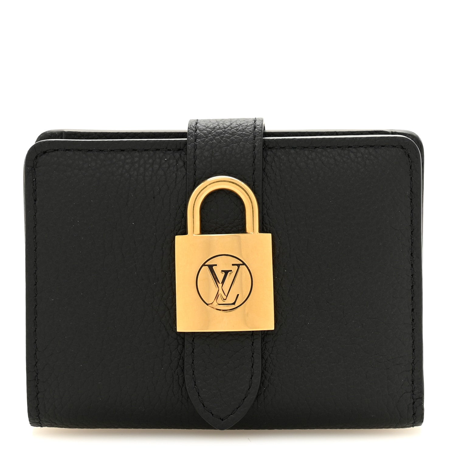 Louis Vuitton Grained Calfskin Low Key Compact Wallet Black 1 of 6