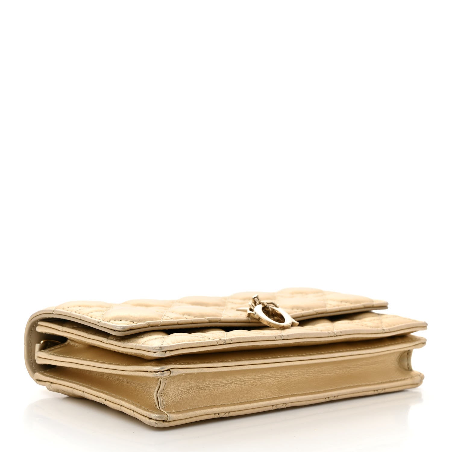 Christian Dior Iridescent Metallic Lambskin Cannage Mini My Dior Top Handle Clutch Gold 4 of 12