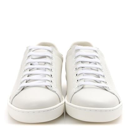 Gucci Calfskin Interlocking G Perforated Womens Ace Sneakers 37 White Grey Sky 3 of 10