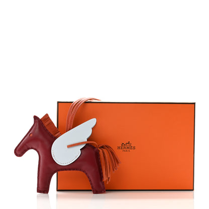 Hermes Milo Lambskin Grigri Rodeo Pegase Horse Bag Charm MM Rouge Grenat Cornaline Bleu Brume 5 of 5