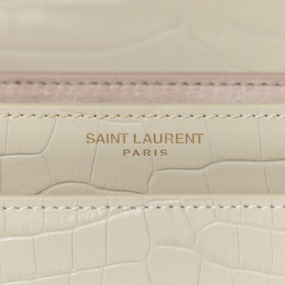 Saint Laurent Calfskin Crocodile Embossed Medium Monogram Sunset Blanc Vintage 7 of 11