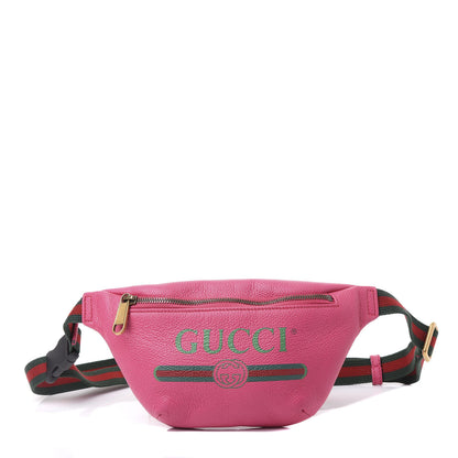Gucci Grained Calfskin Small Logo Belt Bag Box Pink Green 1 of 10