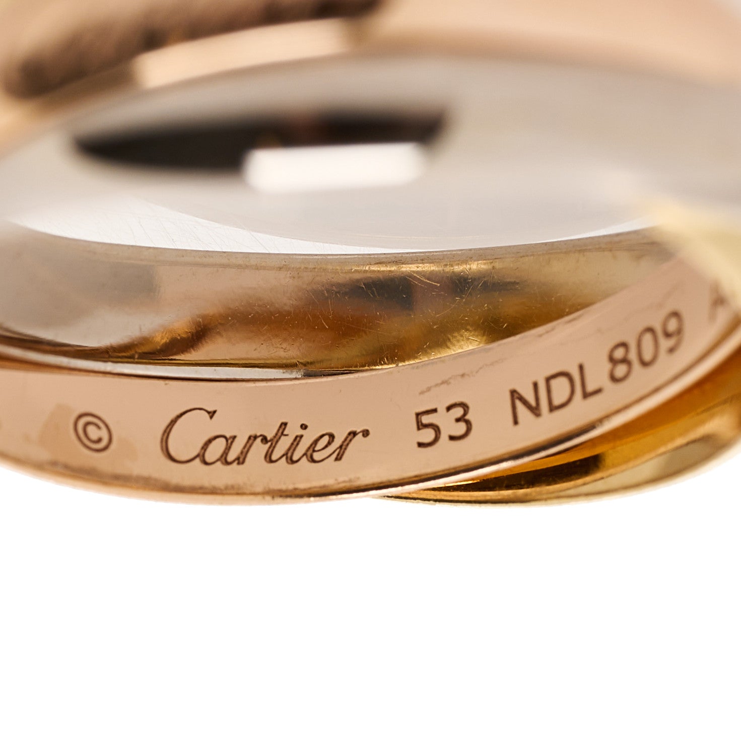 Cartier 18K Pink Yellow White Gold Classic Trinity Ring 53 6.5 3 of 4