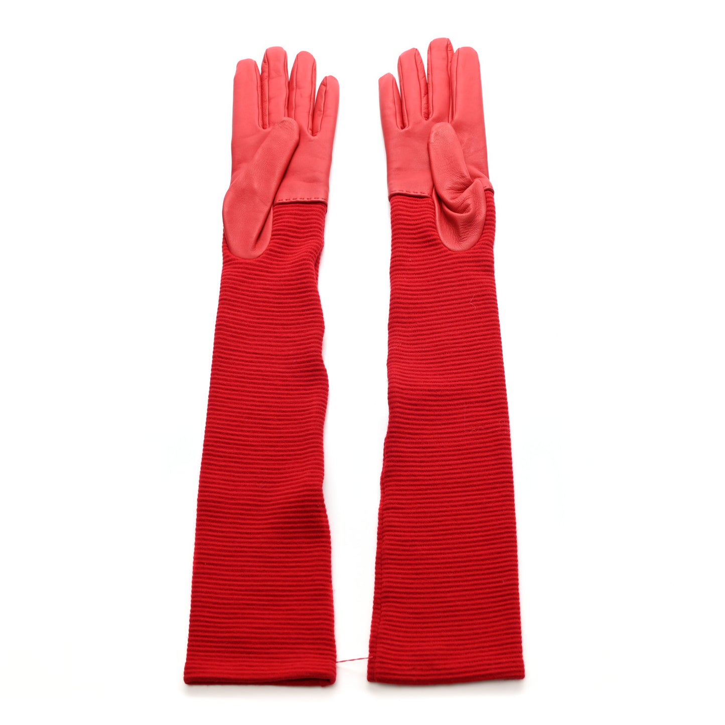 Wool Lambskin Long Gloves 7 Red