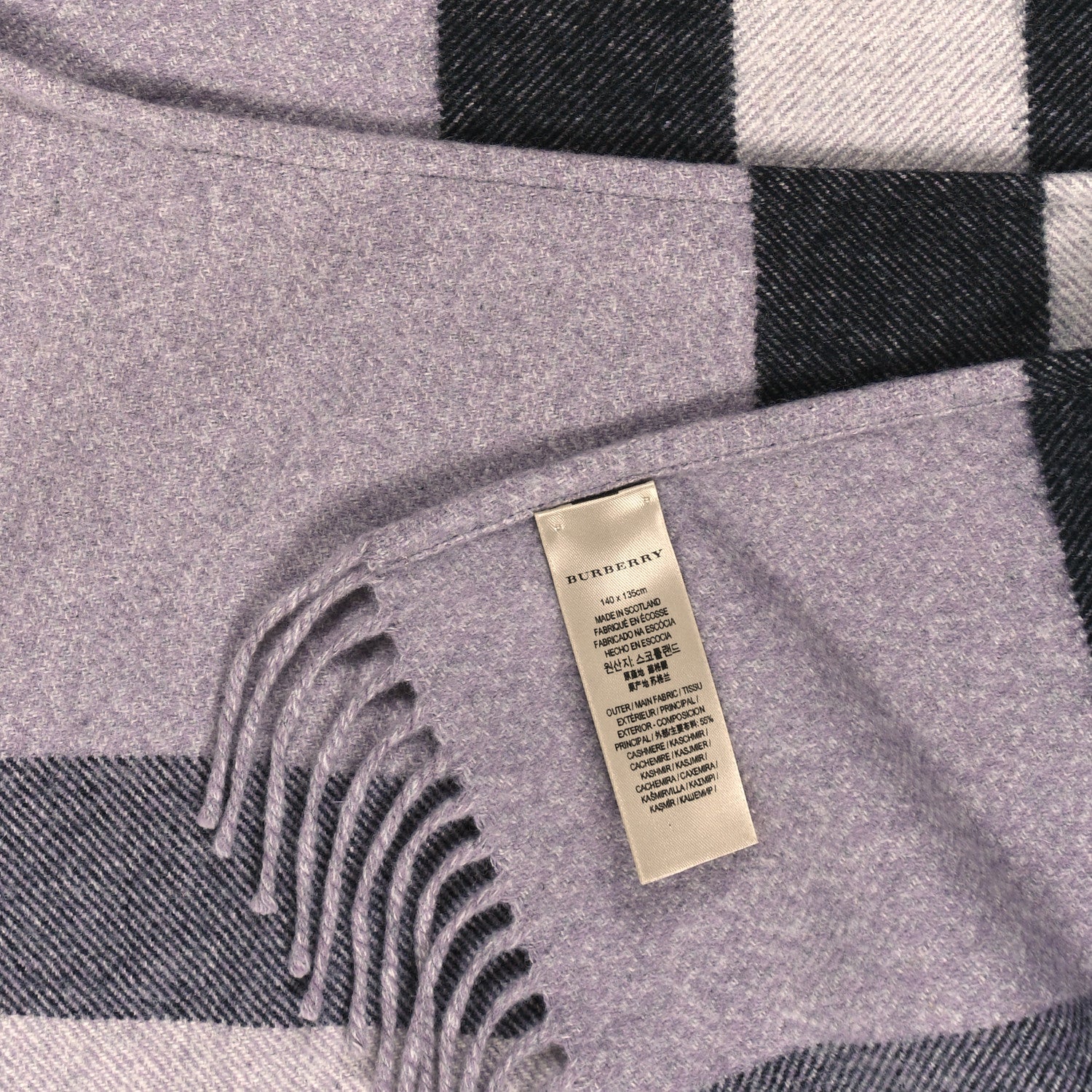 Burberry Merino Wool Cashmere Check Collette Cape Purple 3 of 5