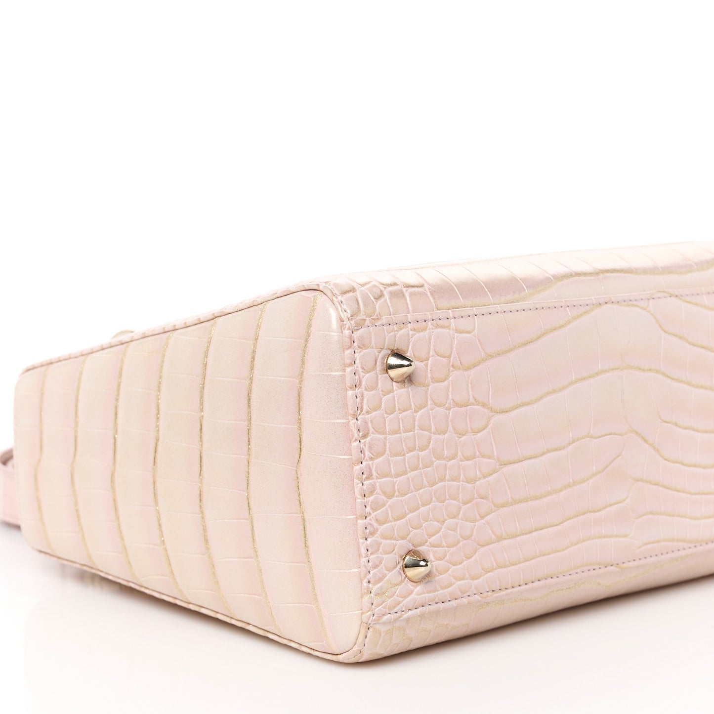 Metallic Alligator Medium Lady Dior Rose