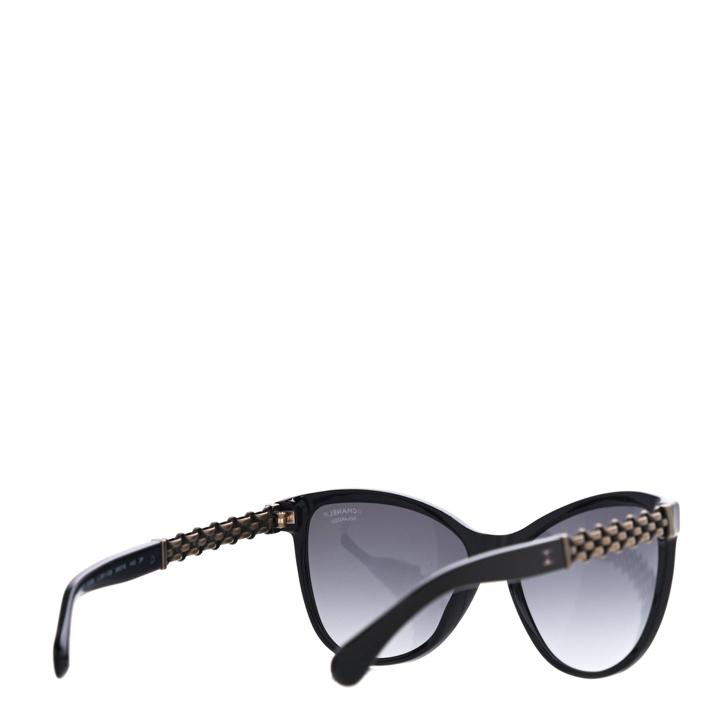 Acetate Polarized Cat Eye Chain Sunglasses 5326 Black