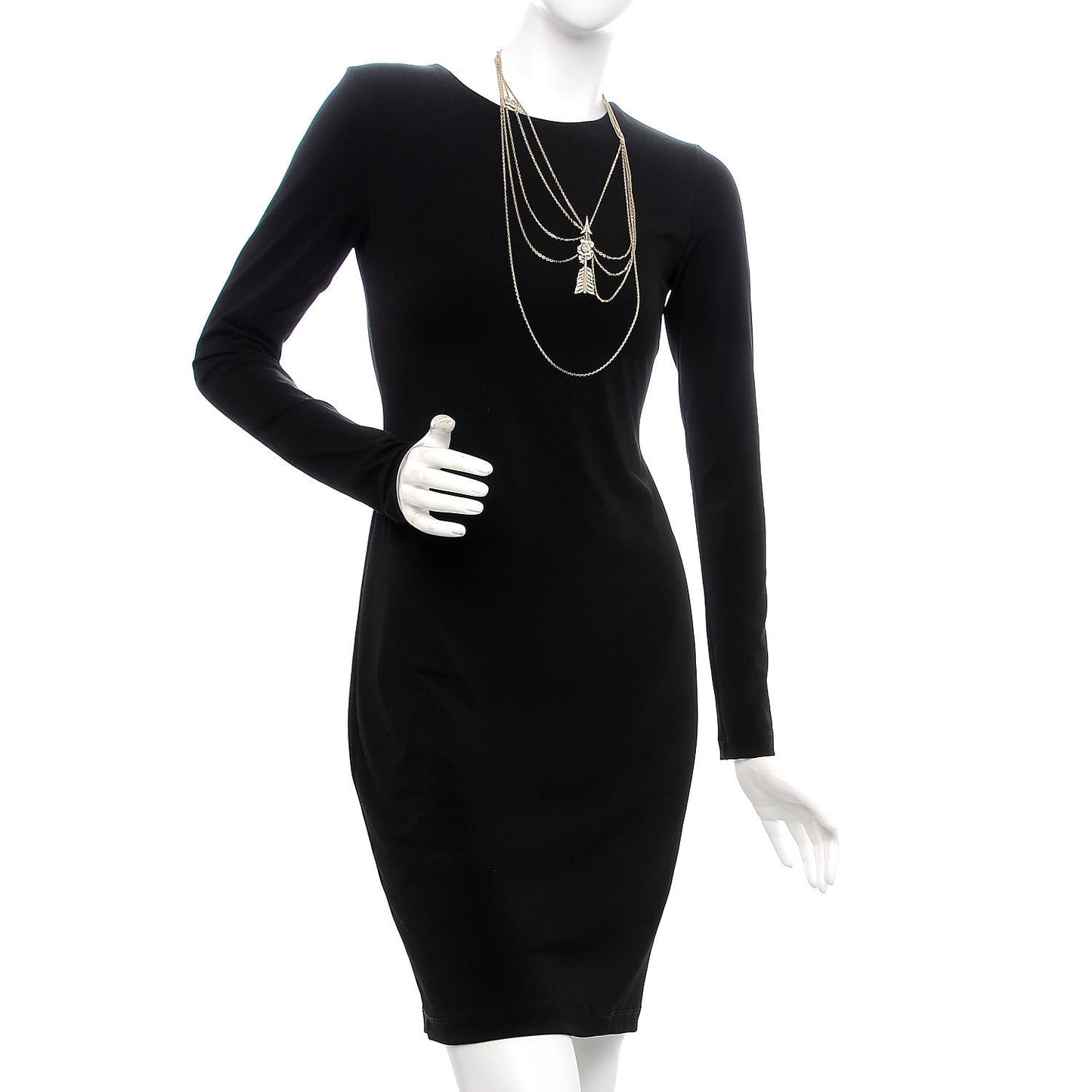 Crystal Pearl Chain CC Arrow Multi Strand Necklace Gold