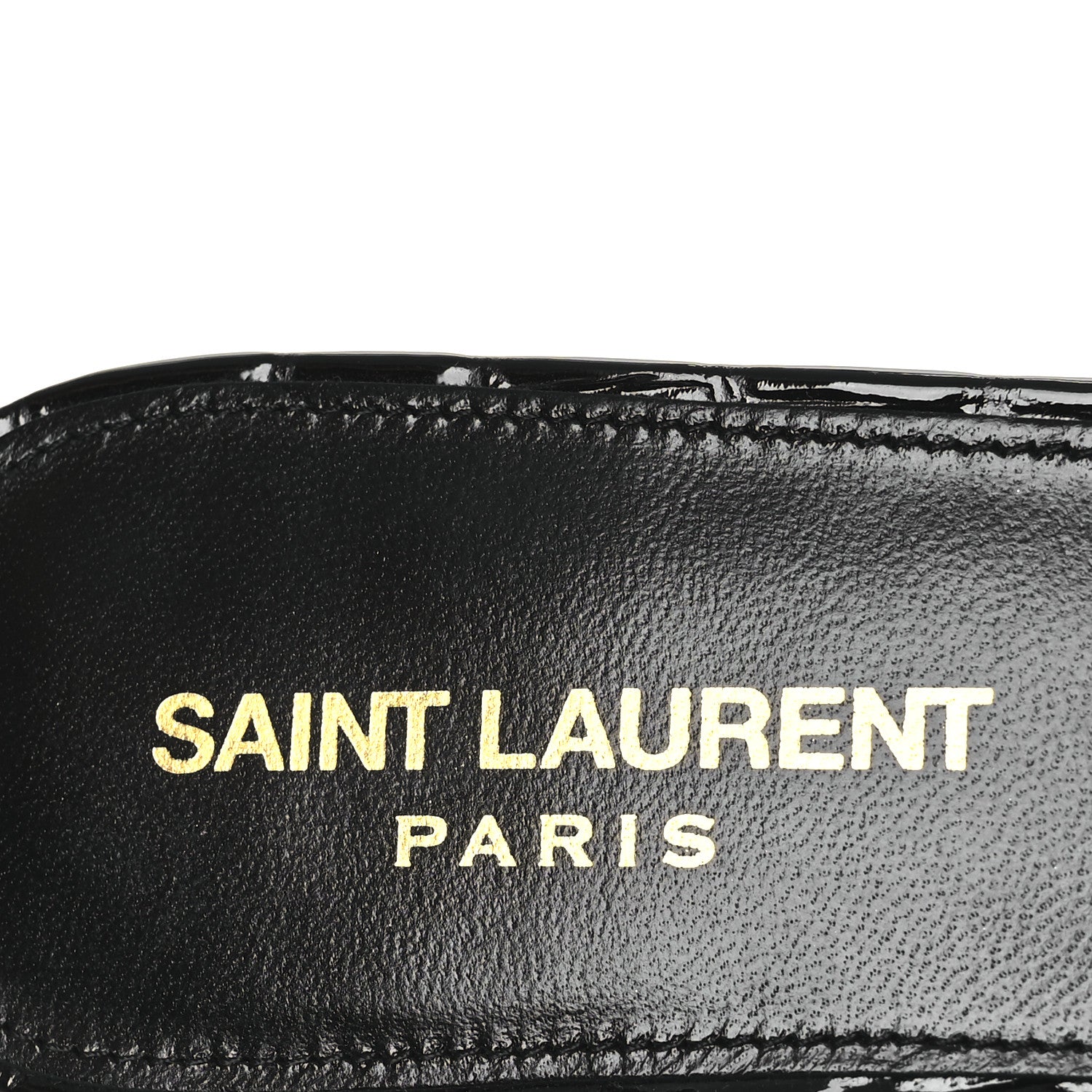 Saint Laurent Patent Croc Embossed Tribute 05 Slide Sandals 37.5 Black 8 of 11