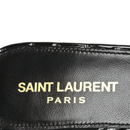 Saint Laurent Patent Croc Embossed Tribute 05 Slide Sandals 37.5 Black 8 of 11